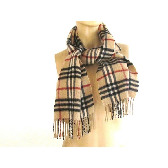 Burberry Accessories - Cashmere Scarfs Designer Burberry Classic Check Beige Nova Cashmere Scarf